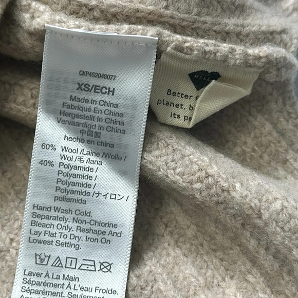 Madewell V Neck Ribbed Tipped Forest Wool Pullover Sweater Womens Size XSmall - Picture 10 of 10